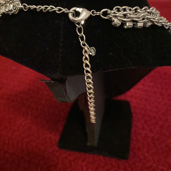 Silver Look 4 strand Necklace with many different shape clear acrylic beads - Picture 2 of 2